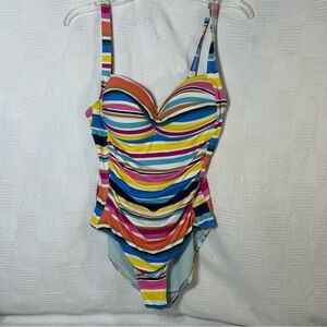 Niptuck Swimwear‎ Women's Size 8 Colorful Striped One Piece Swimsuit